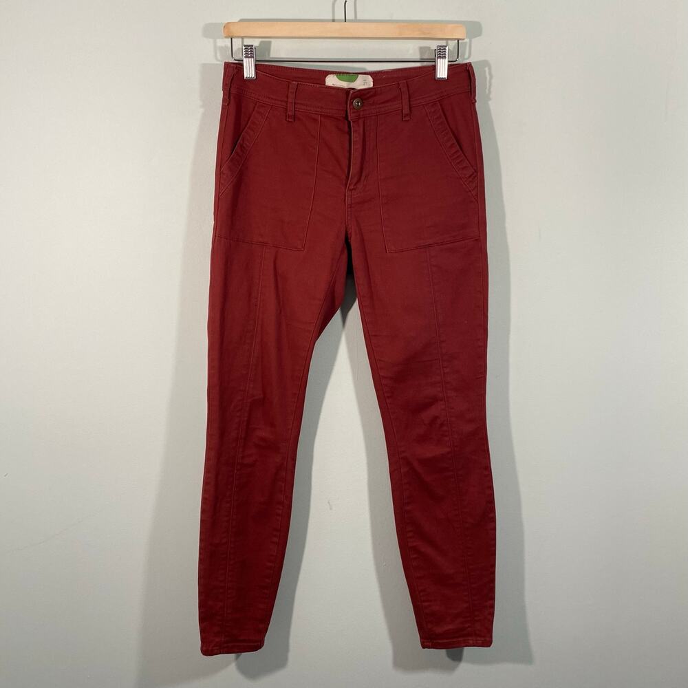 Anthropologie Women Red Jefferson Utility Skinny Pants Size 27